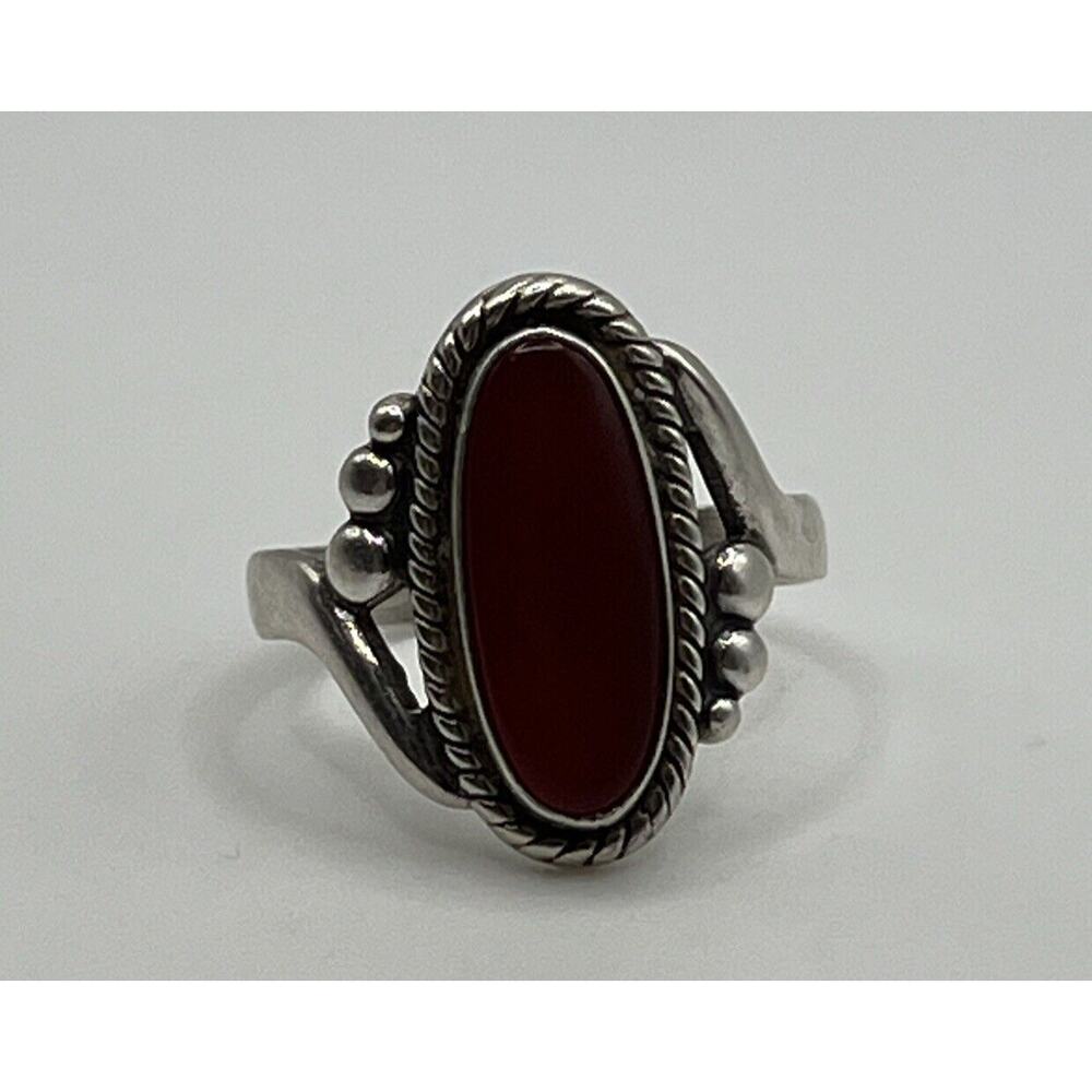 VINTAGE BELL TRADING CO HANDCRAFTED SOUTHWESTERN STERLING SILVER CARNELIAN RING
